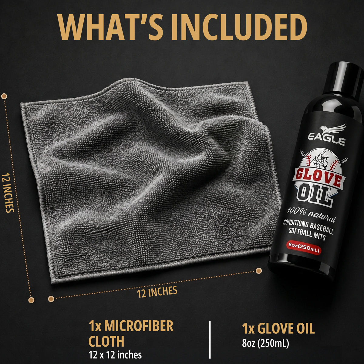 Eagle Baseball Glove Oil Conditioner with Applicator Cloth - 250mL (8.45oz)